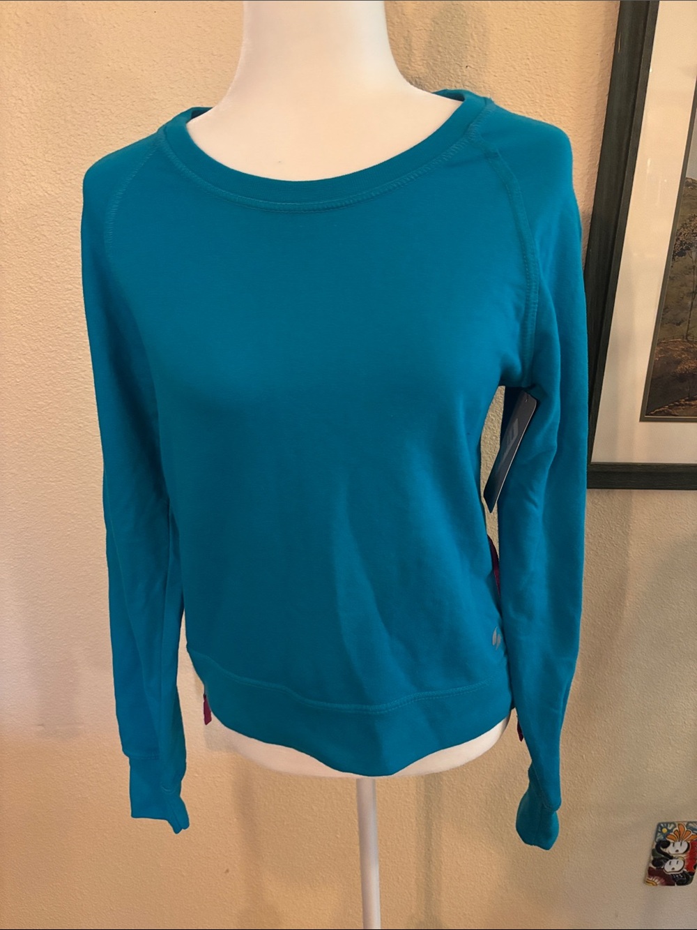 Soffe Teal Long-Sleeve Pullover with Pink Zip Trim